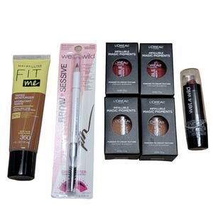 Cosmetic Lot of 7 Maybelline Loreal Wet‎ n Wild Foundation Lipstick Brow Pencil